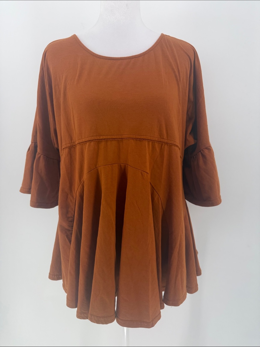 Umgee‎ Rust Open Back Lace Babydoll Tunic Top Medium Boho